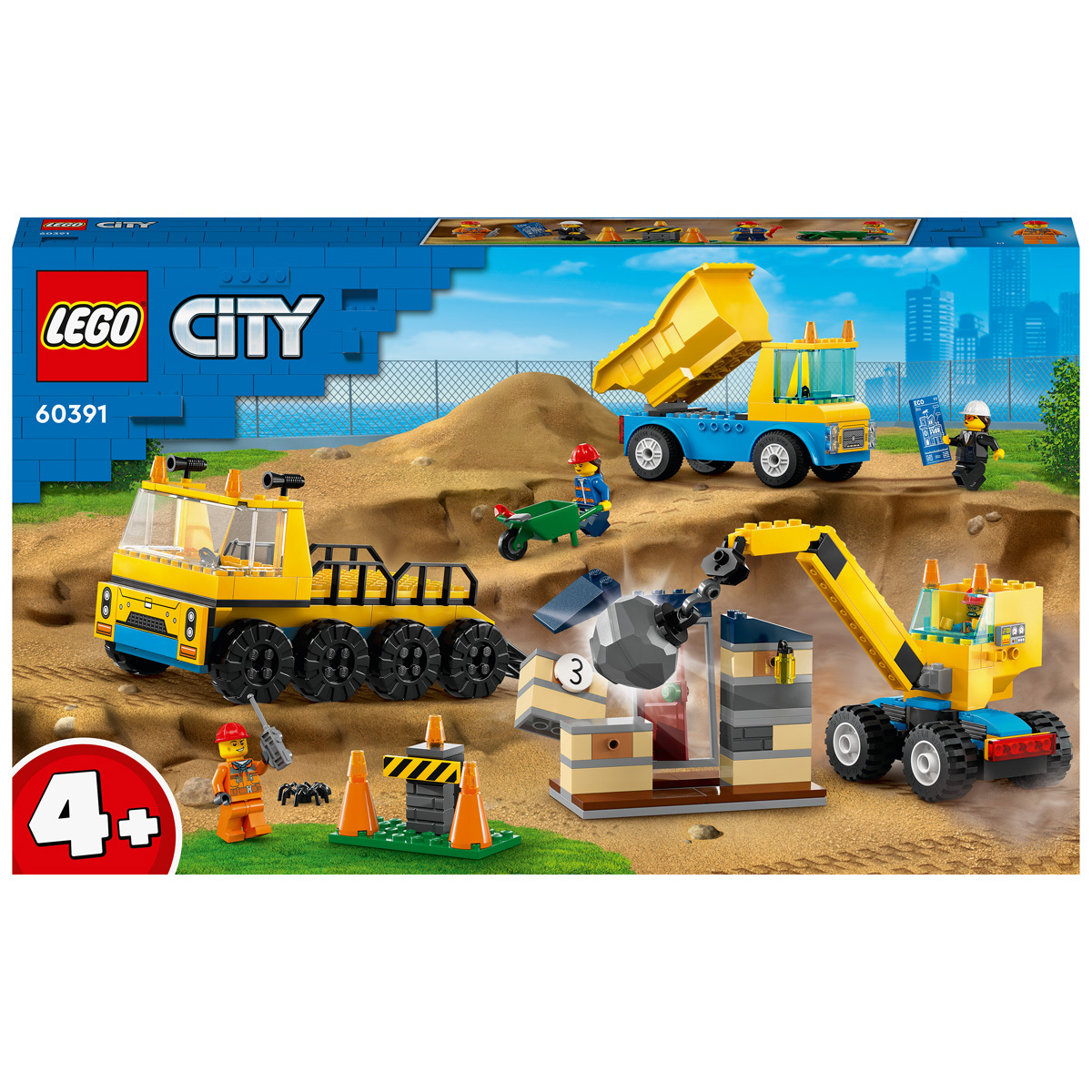 LEGO City Construction Trucks & Wrecking Ball Crane 60391 | Early Learning  Centre